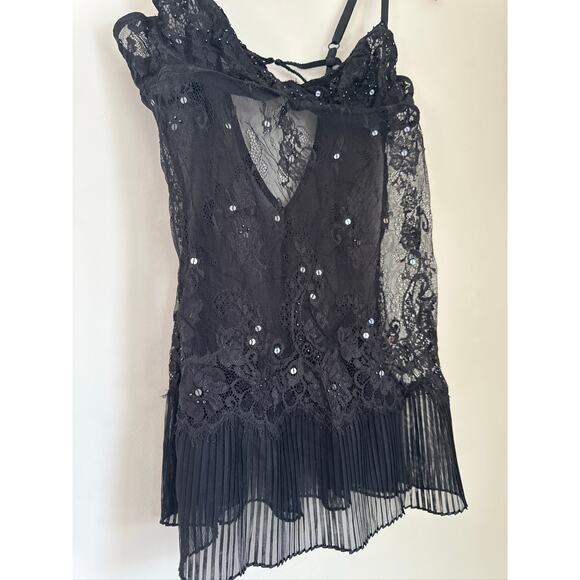 Victoria's Secret Vintage Black Lace Sheer Sequin Corset Camisole Lingerie - 36B - Picture 3 of 7